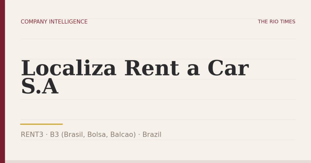 Localiza Rent a Car S.A (RENT3), listed on B3 (Brasil, Bolsa, Balcao), Brazil
