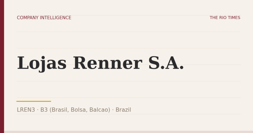 Lojas Renner S.A. (LREN3), listed on B3 (Brasil, Bolsa, Balcao), Brazil