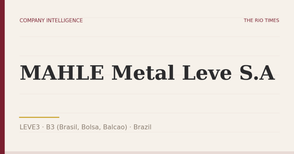 MAHLE Metal Leve S.A (LEVE3), listed on B3 (Brasil, Bolsa, Balcao), Brazil