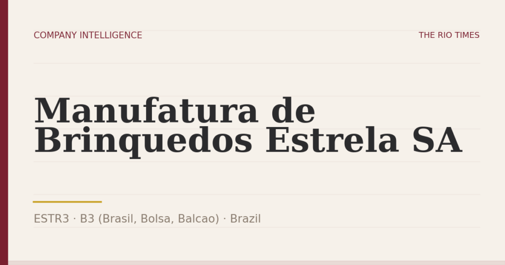 Manufatura de Brinquedos Estrela SA (ESTR3), listed on B3 (Brasil, Bolsa, Balcao), Brazil