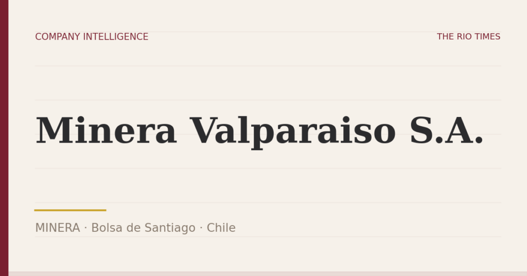 Minera Valparaiso S.A. (MINERA), listed on Bolsa de Santiago, Chile