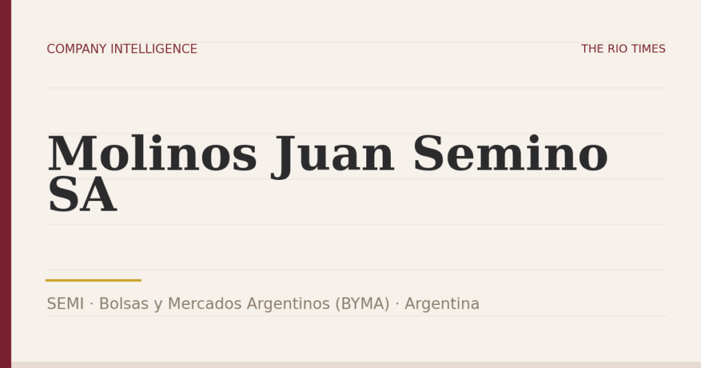 Molinos Juan Semino SA (SEMI), listed on Bolsas y Mercados Argentinos (BYMA), Argentina