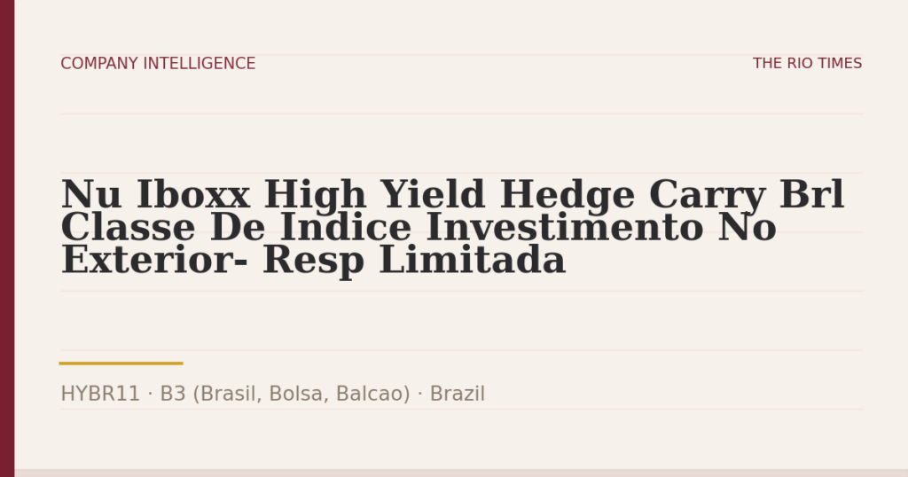 Nu Iboxx High Yield Hedge Carry Brl Classe De Indice Investimento No Exterior- Resp Limitada (HYBR11), listed on B3 (Brasil, Bolsa, Balcao), Brazil
