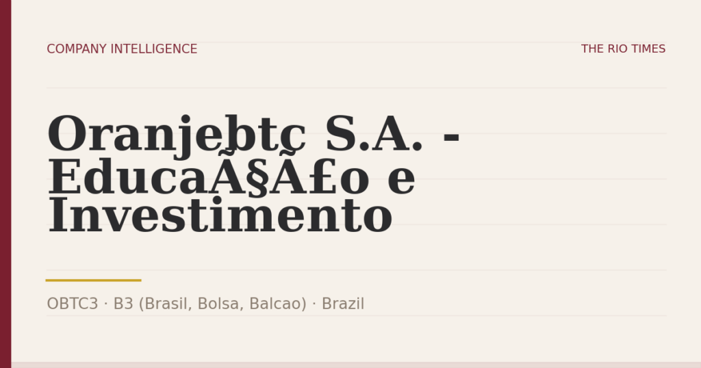 Oranjebtc S.A. - Educação e Investimento (OBTC3), listed on B3 (Brasil, Bolsa, Balcao), Brazil
