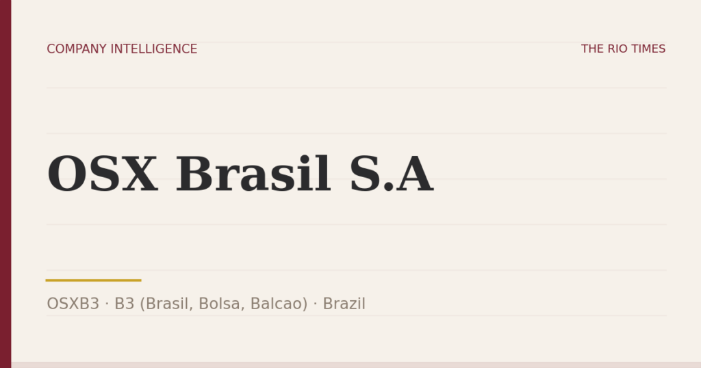 OSX Brasil S.A (OSXB3), listed on B3 (Brasil, Bolsa, Balcao), Brazil