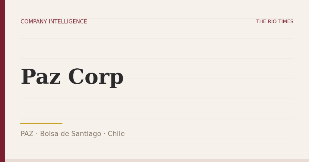 Paz Corp (PAZ), listed on Bolsa de Santiago, Chile