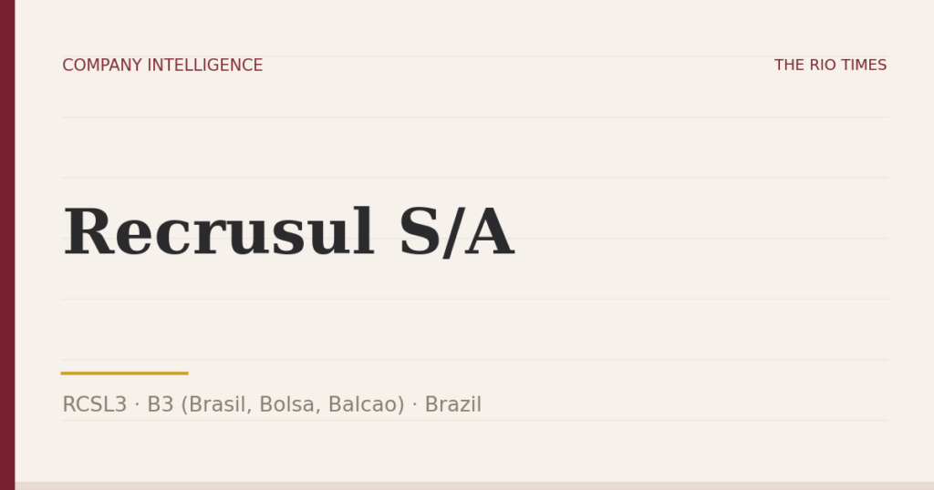 Recrusul S/A (RCSL3), listed on B3 (Brasil, Bolsa, Balcao), Brazil