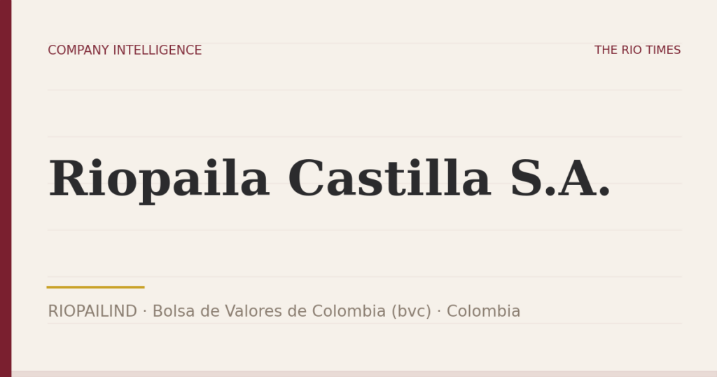 Riopaila Castilla S.A. (RIOPAILIND), listed on Bolsa de Valores de Colombia (bvc), Colombia
