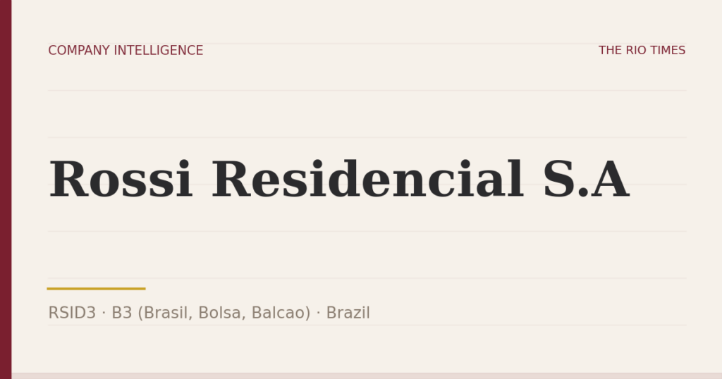 Rossi Residencial S.A (RSID3), listed on B3 (Brasil, Bolsa, Balcao), Brazil