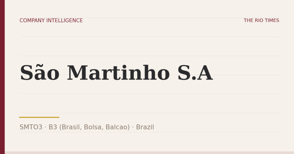 São Martinho S.A (SMTO3), listed on B3 (Brasil, Bolsa, Balcao), Brazil