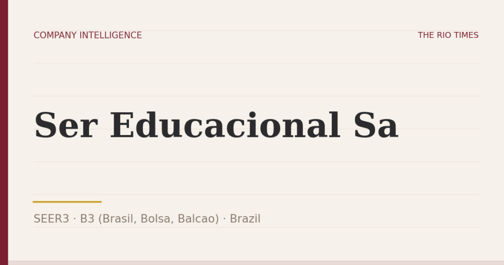 Ser Educacional Sa (SEER3), listed on B3 (Brasil, Bolsa, Balcao), Brazil