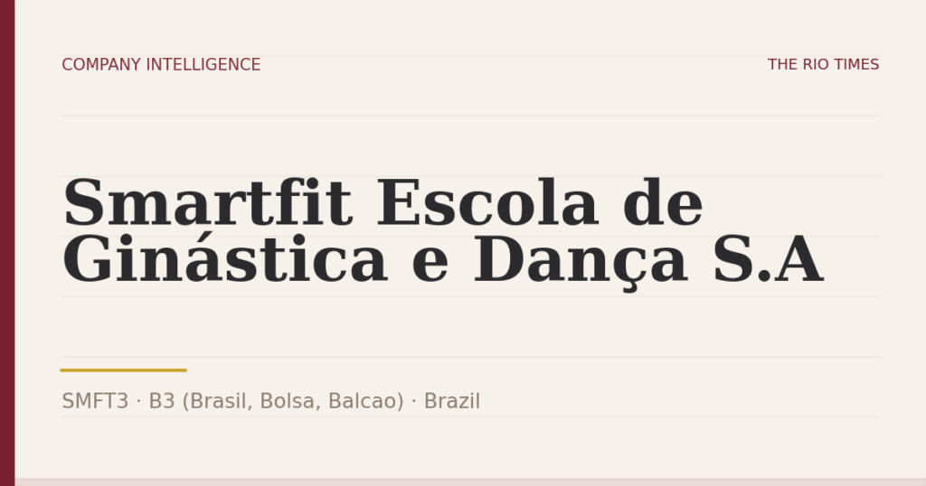 Smartfit Escola de Ginástica e Dança S.A (SMFT3), listed on B3 (Brasil, Bolsa, Balcao), Brazil