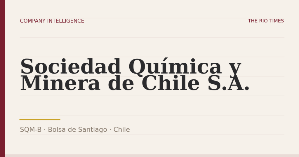 Sociedad Química y Minera de Chile S.A. (SQM-B), listed on Bolsa de Santiago, Chile