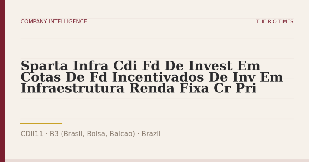 Sparta Infra Cdi Fd De Invest Em Cotas De Fd Incentivados De Inv Em Infraestrutura Renda Fixa Cr Pri (CDII11), listed on B3 (Brasil, Bolsa, Balcao), Brazil