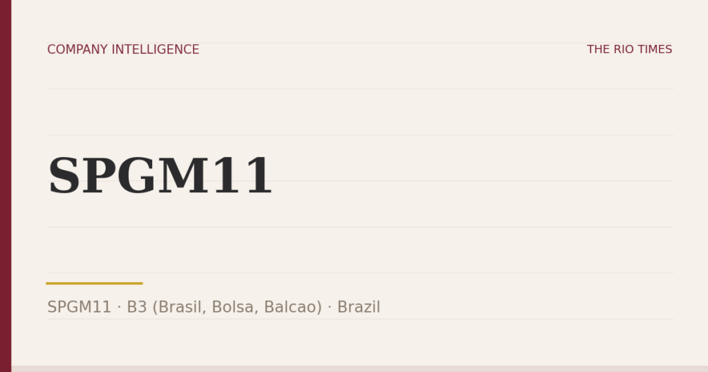 SPGM11 (SPGM11), listed on B3 (Brasil, Bolsa, Balcao), Brazil