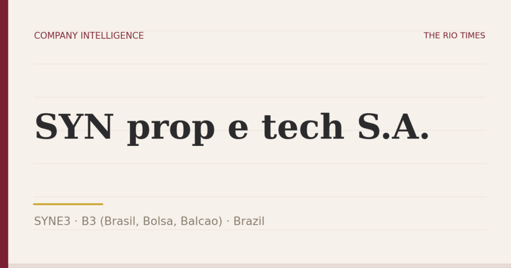 SYN prop e tech S.A. (SYNE3), listed on B3 (Brasil, Bolsa, Balcao), Brazil