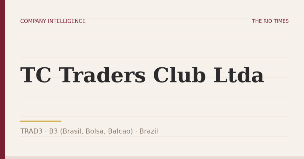TC Traders Club Ltda (TRAD3), listed on B3 (Brasil, Bolsa, Balcao), Brazil