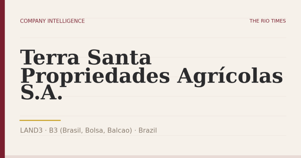 Terra Santa Propriedades Agrícolas S.A. (LAND3), listed on B3 (Brasil, Bolsa, Balcao), Brazil