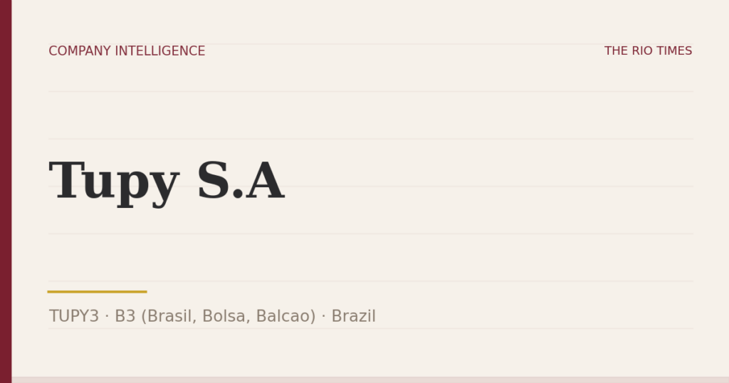 Tupy S.A (TUPY3), listed on B3 (Brasil, Bolsa, Balcao), Brazil