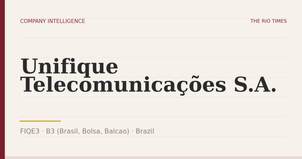 Unifique Telecomunicações S.A. (FIQE3), listed on B3 (Brasil, Bolsa, Balcao), Brazil