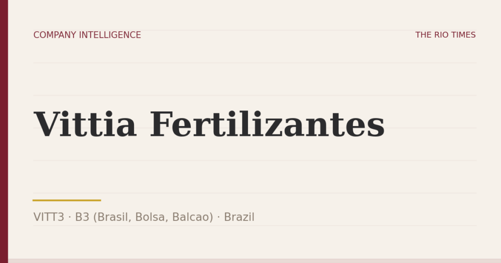 Vittia Fertilizantes (VITT3), listed on B3 (Brasil, Bolsa, Balcao), Brazil