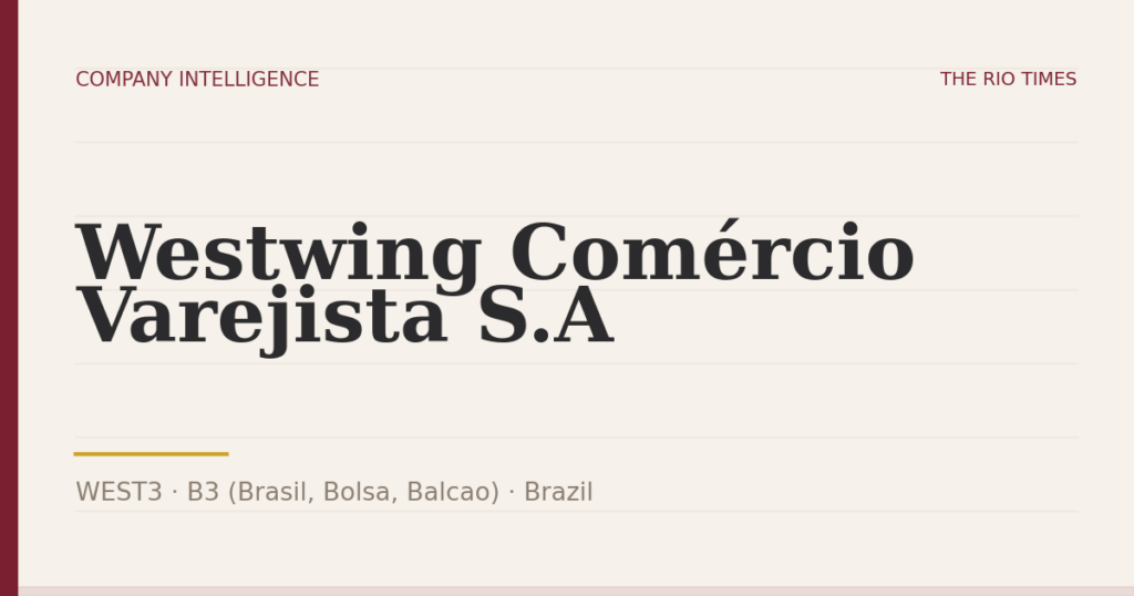 Westwing Comércio Varejista S.A (WEST3), listed on B3 (Brasil, Bolsa, Balcao), Brazil