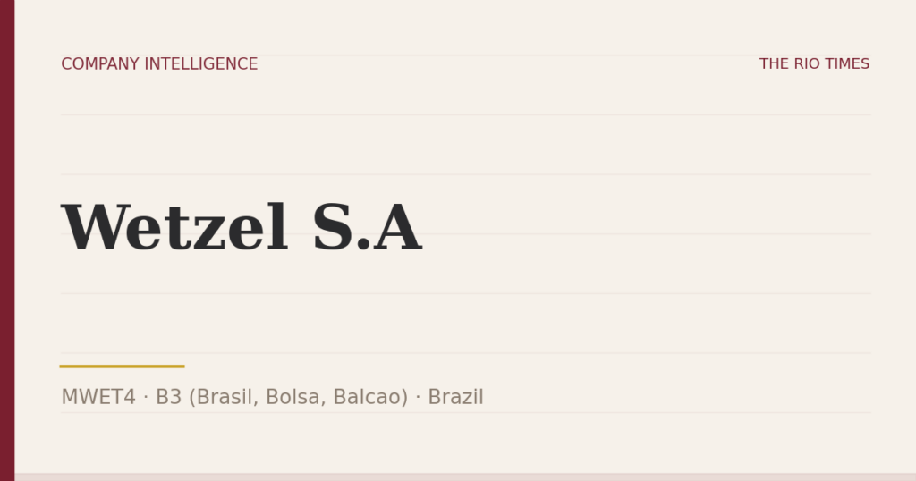 Wetzel S.A (MWET4), listed on B3 (Brasil, Bolsa, Balcao), Brazil