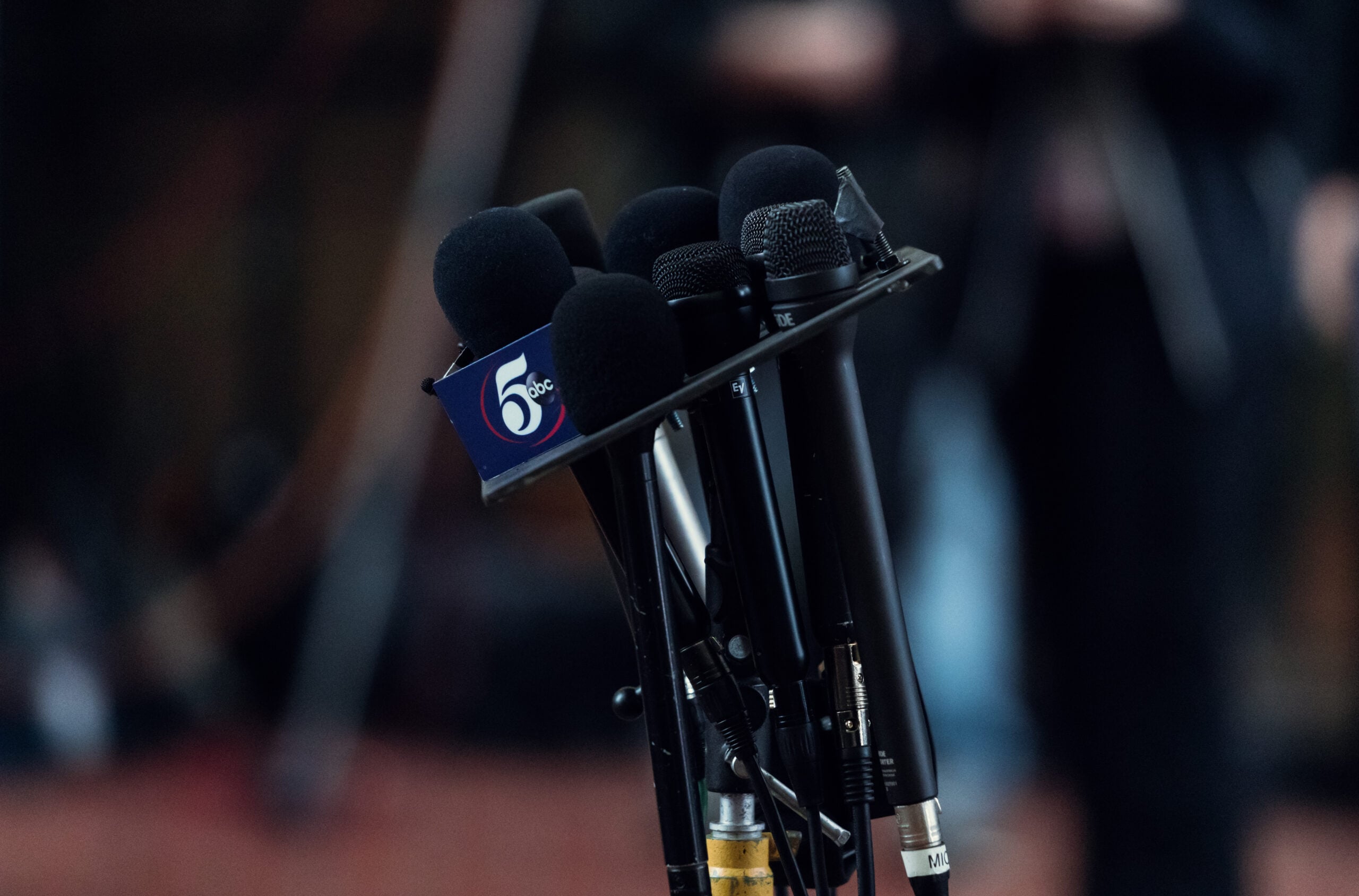 Pre-election clampdown on the press - microphones at a news conference