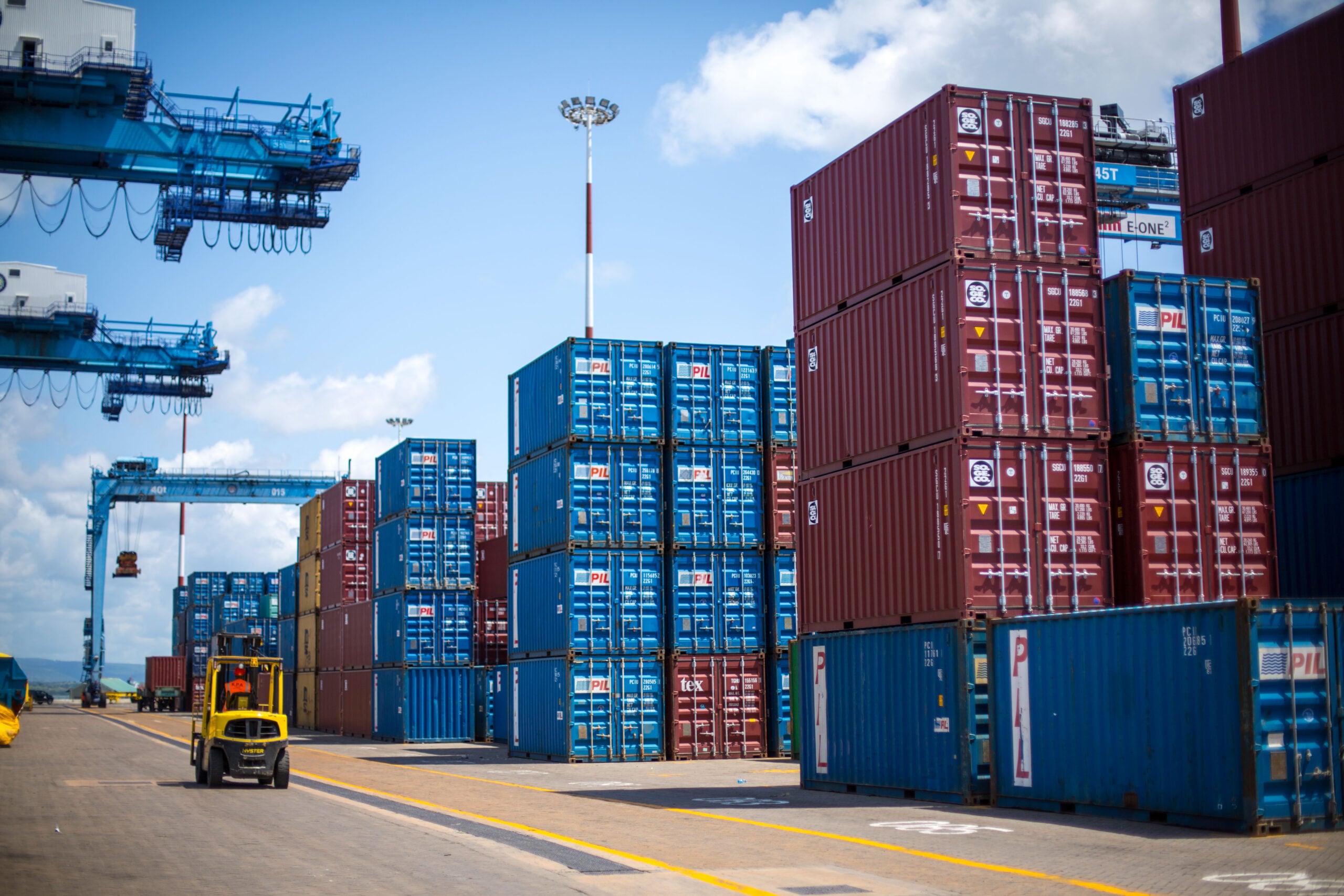 East African Community trade — containers at the port of Mombasa