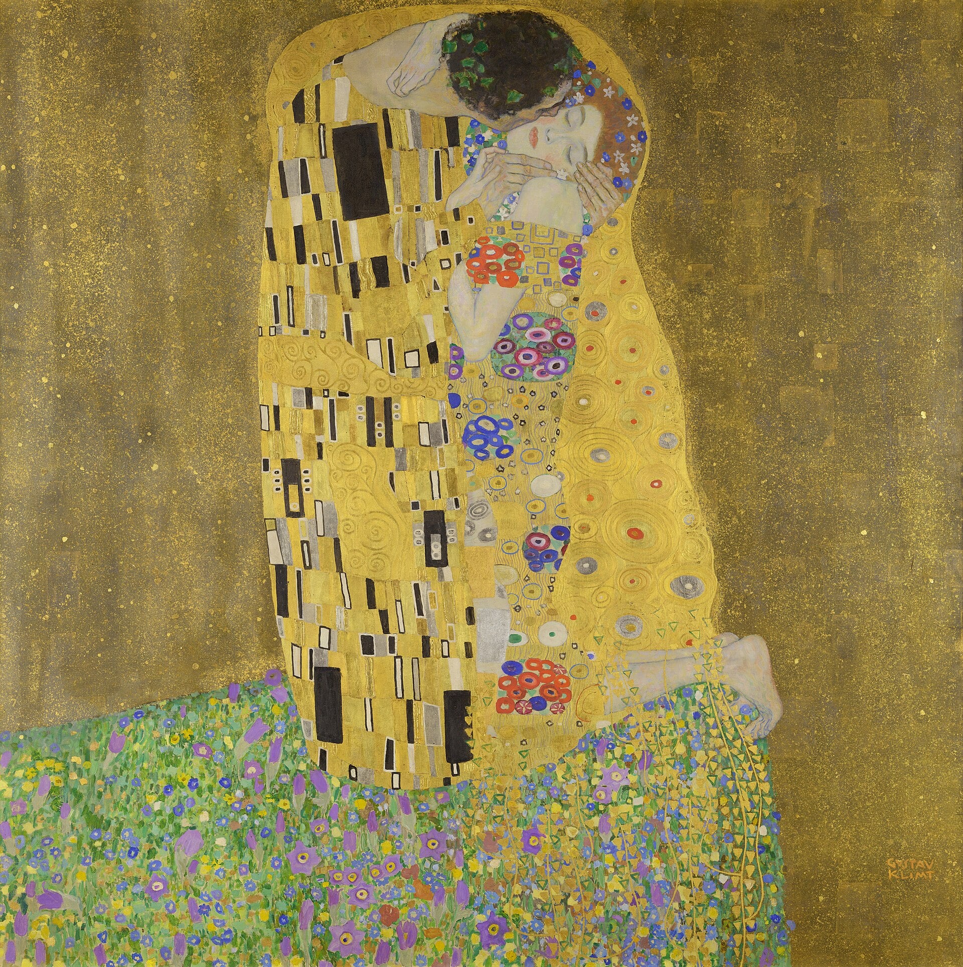 Visitors inside the Klimt and Gaudí immersive exhibition in Rio de Janeiro