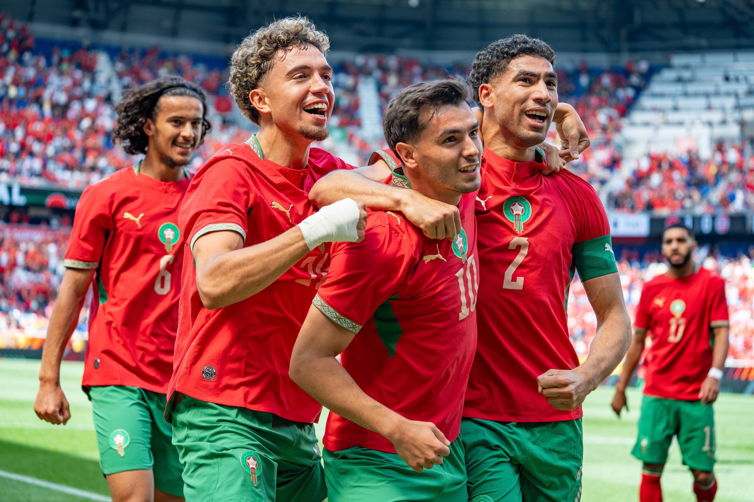 World Cup 2026 Canada face Morocco in the last 16 as Morocco players celebrate a goal