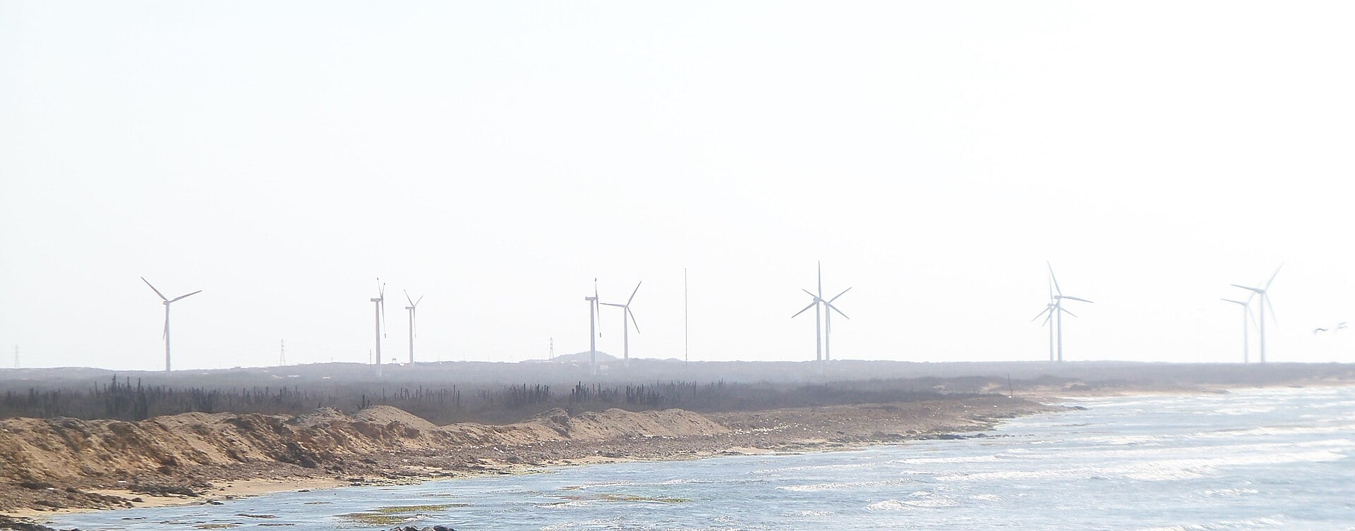 Wind turbines on the La Guajira peninsula in northern Colombia