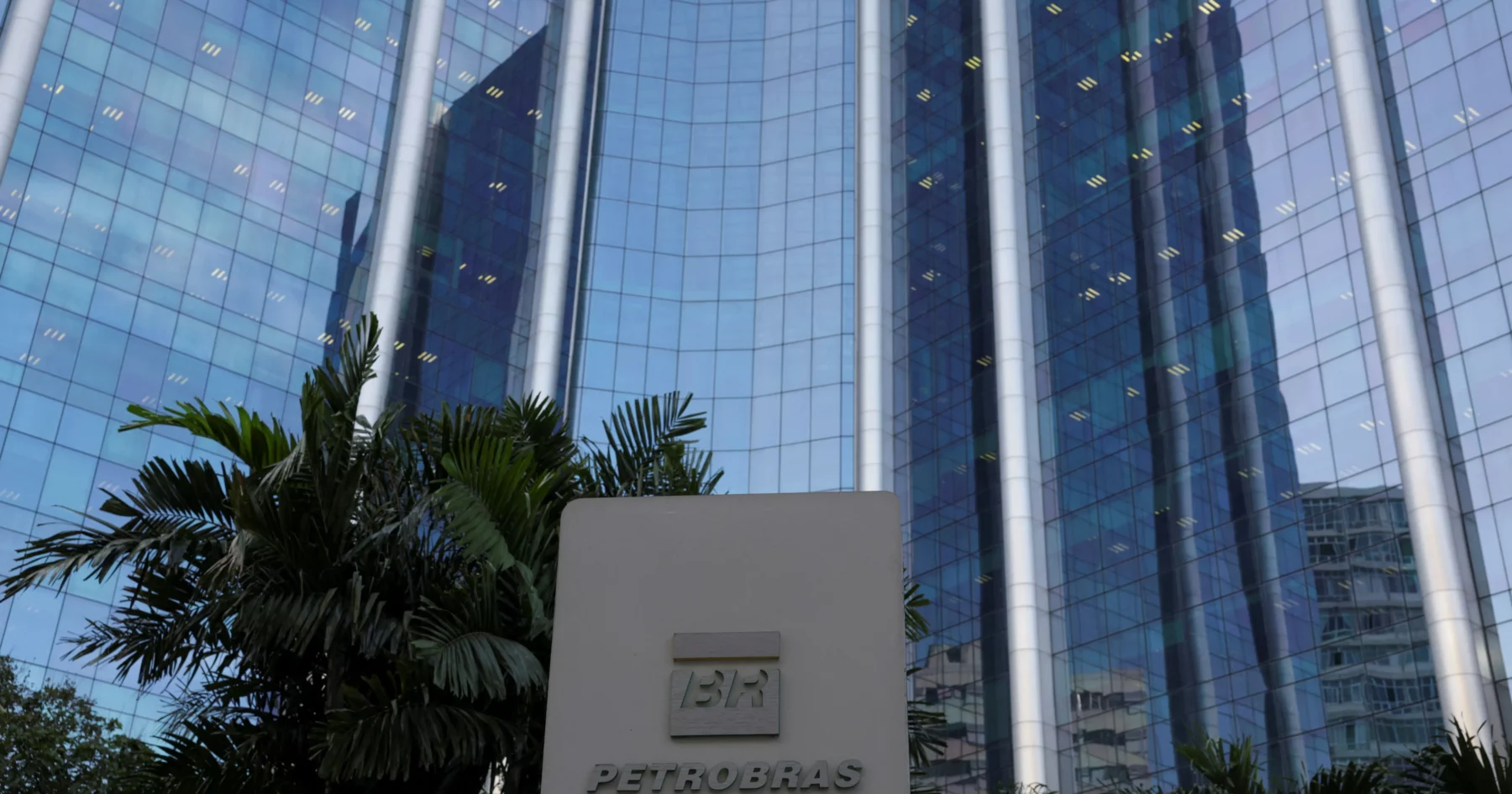Petrobras Q2 2026 results: Petrobras sign outside a glass office tower in Brazil