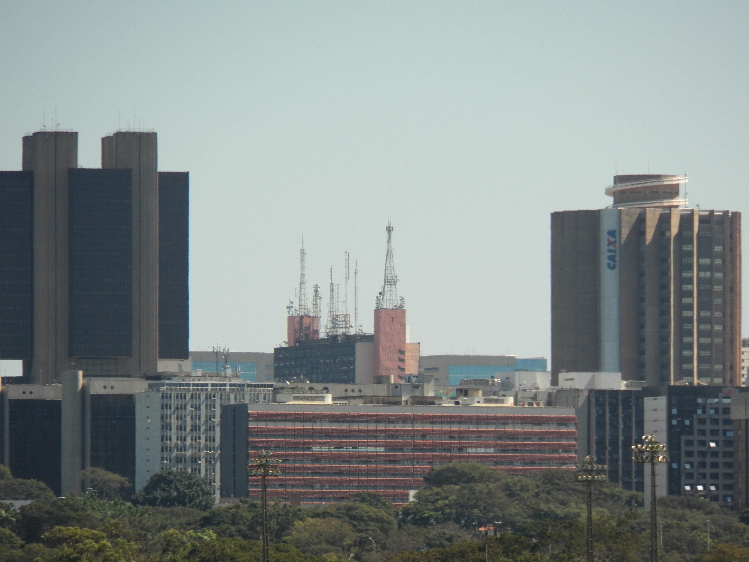 The Banco Central do Brasil headquarters towers in Brasilia.