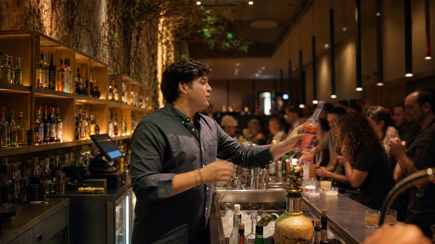 Craft cocktails at a bar