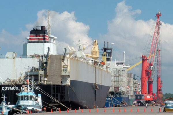 Cargo vessels at Puerto Quetzal port, Guatemala forced labour ban
