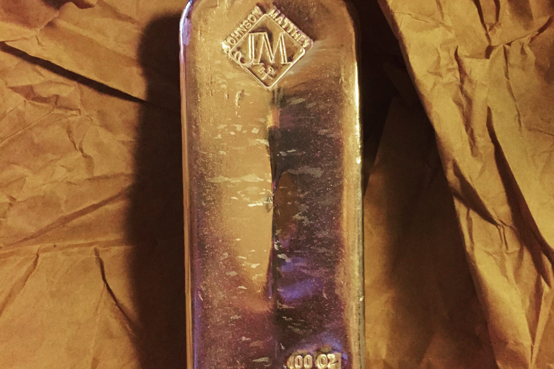 A 100-troy-ounce silver bullion bar