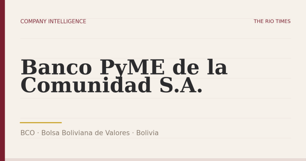 Banco PyME de la Comunidad S.A. (BCO), listed on Bolsa Boliviana de Valores, Bolivia