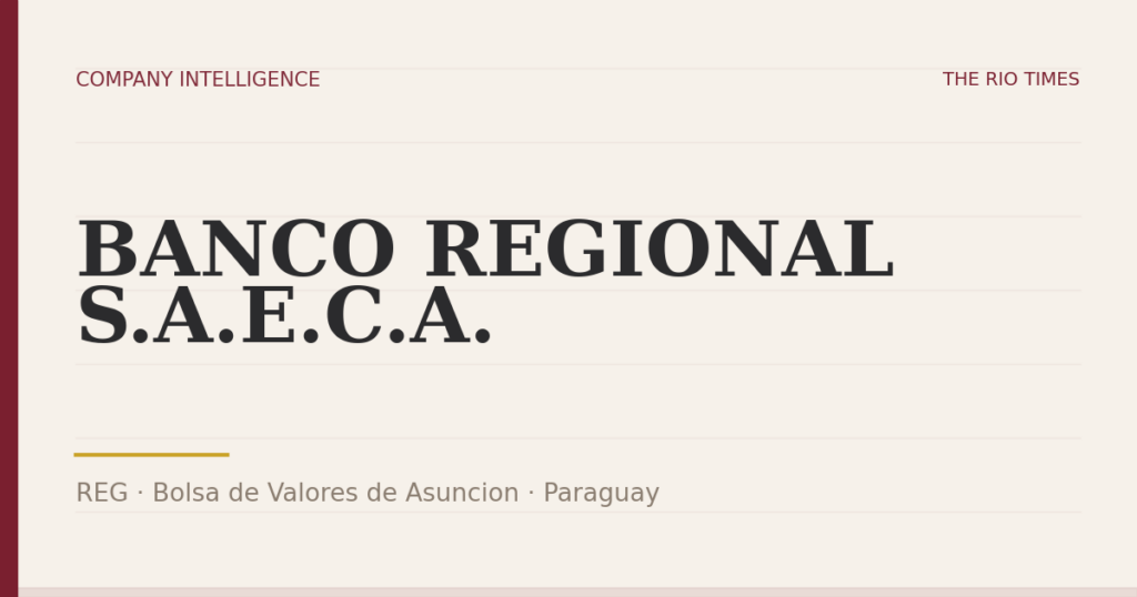 BANCO REGIONAL S.A.E.C.A. (REG), listed on Bolsa de Valores de Asuncion, Paraguay