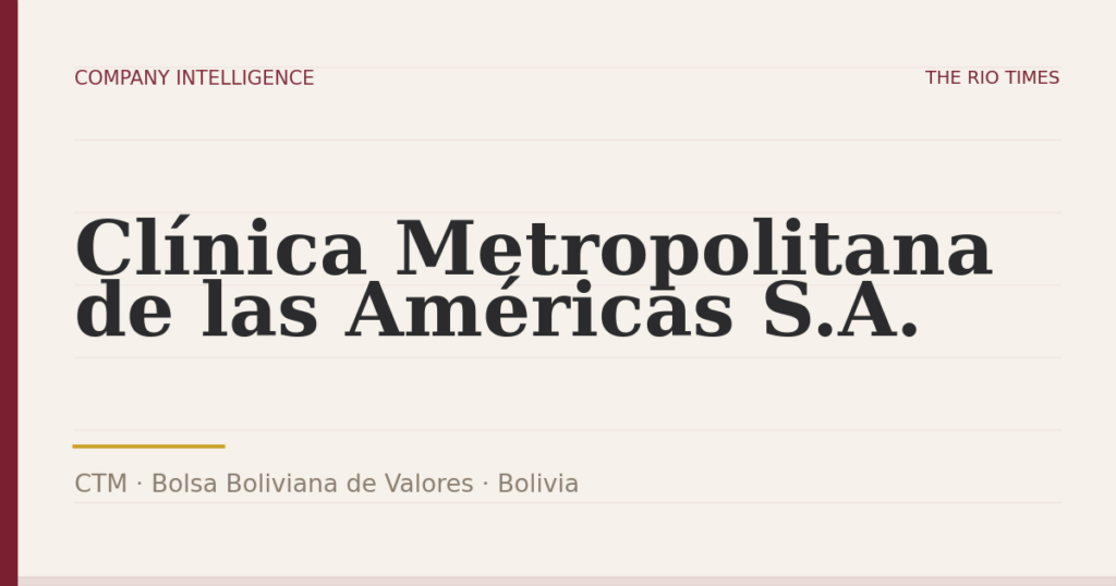 Clínica Metropolitana de las Américas S.A. (CTM), listed on Bolsa Boliviana de Valores, Bolivia