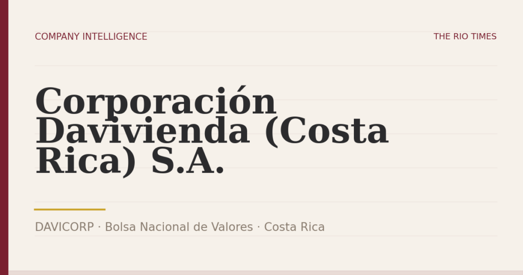 Corporación Davivienda (Costa Rica) S.A. (DAVICORP), listed on Bolsa Nacional de Valores, Costa Rica