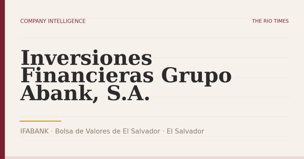 Inversiones Financieras Grupo Abank, S.A. (IFABANK), listed on Bolsa de Valores de El Salvador, El Salvador