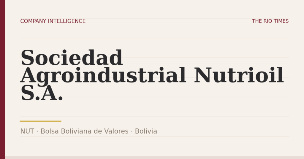 Sociedad Agroindustrial Nutrioil S.A. (NUT), listed on Bolsa Boliviana de Valores, Bolivia