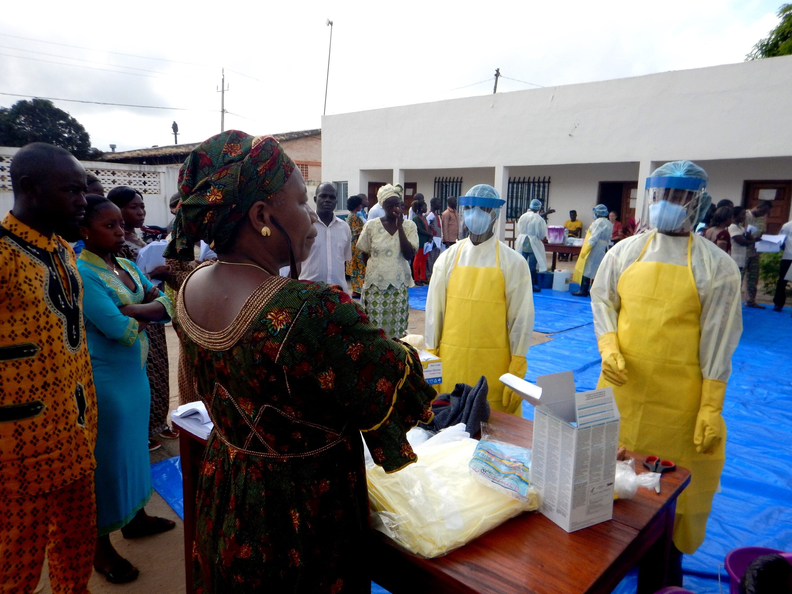 Congo Ebola outbreak with African health workers in protective gear in DR Congo
