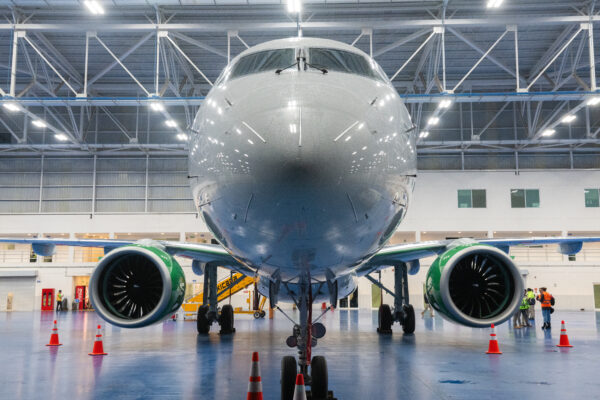 An Embraer E195-E2 commercial jet