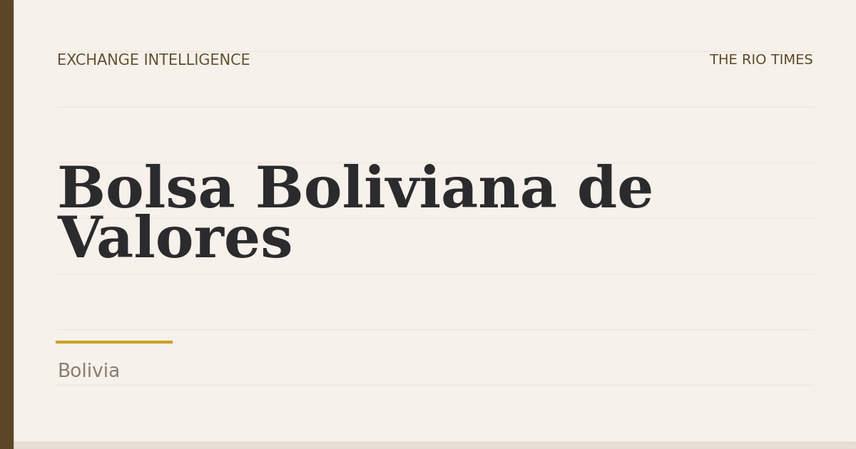 Bolsa Boliviana de Valores, Bolivia