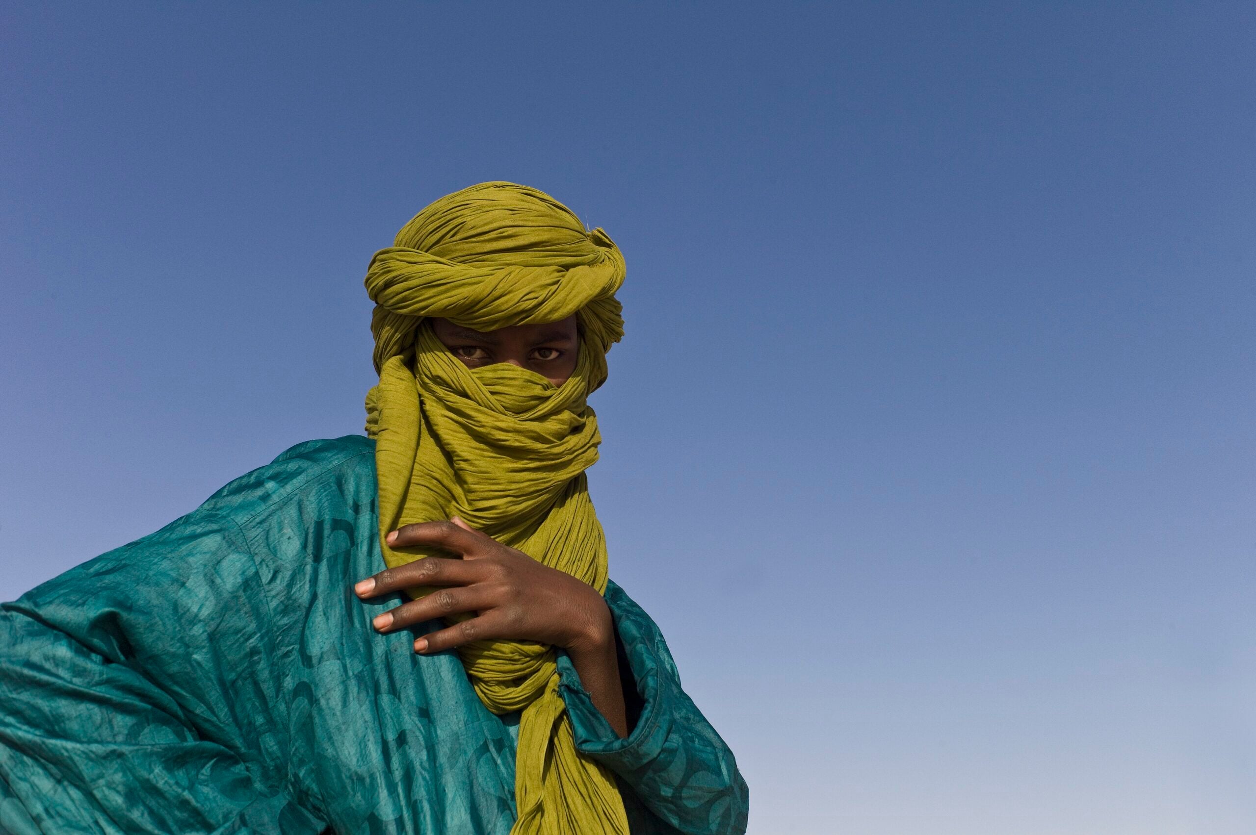 Battle for Anefis in northern Mali with a Tuareg man in the desert