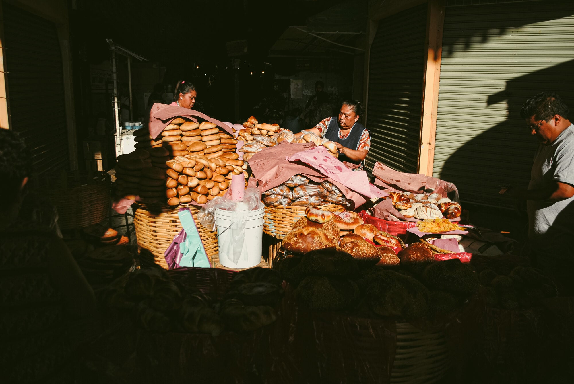 A bread stall at the 20 de Noviembre market in Oaxaca, Mexico
