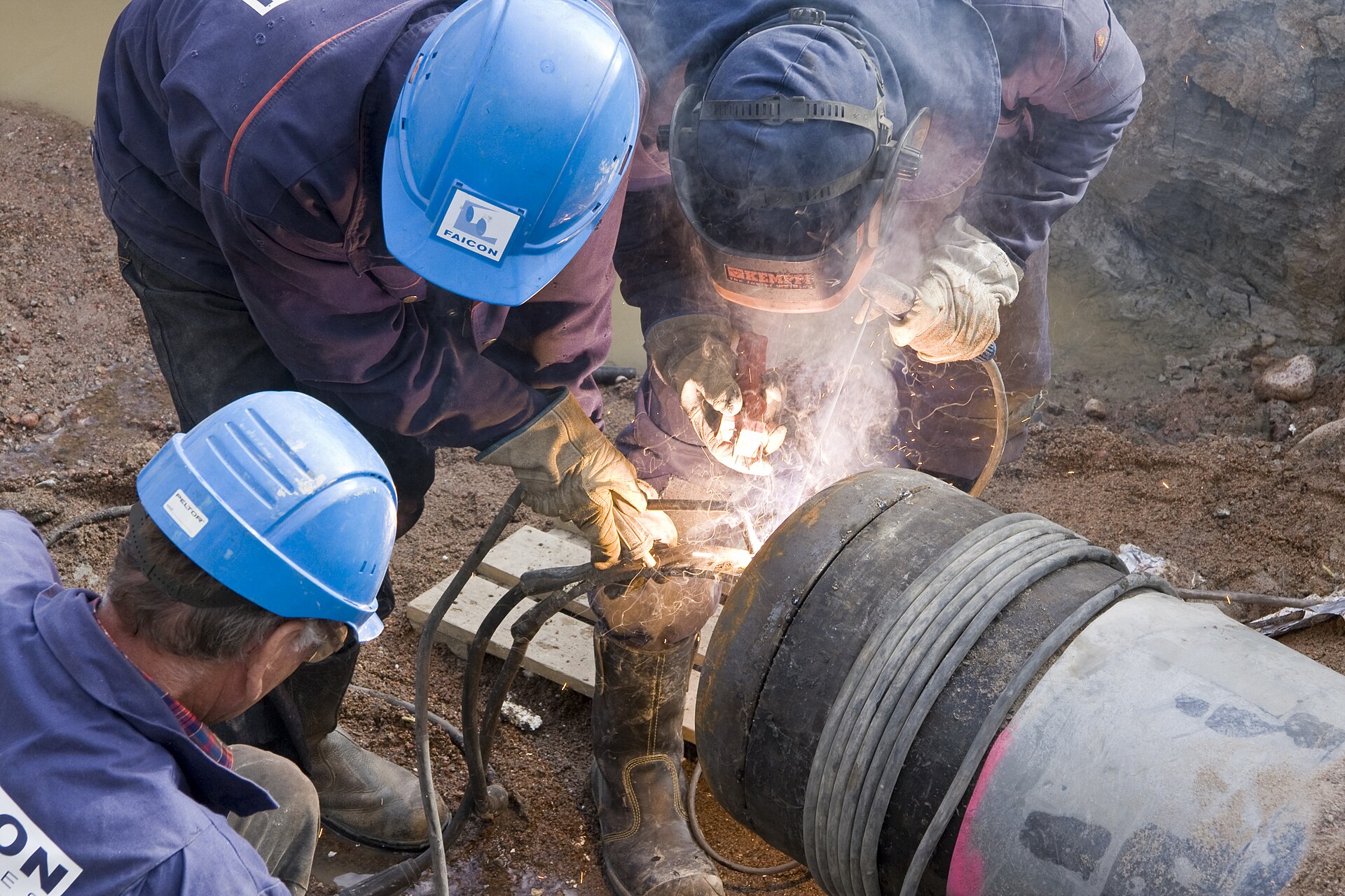 Natural gas pipeline sections under construction, Guyana gas pipeline