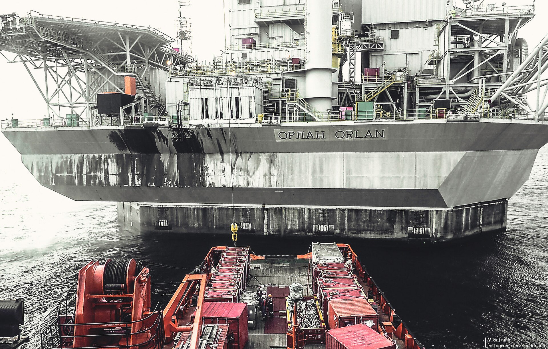 Offshore drilling platform at sea, YPF Uruguay offshore drilling